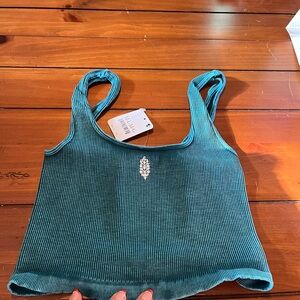 Free People Movement Happiness Runs Square Neck Ribbed Crop Top, M/L, Ne…